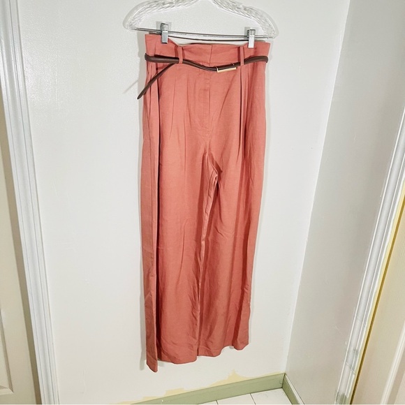 NWT Anthropologie Mare Mare Belted Wide-Leg Trousers Pink - Picture 5 of 9